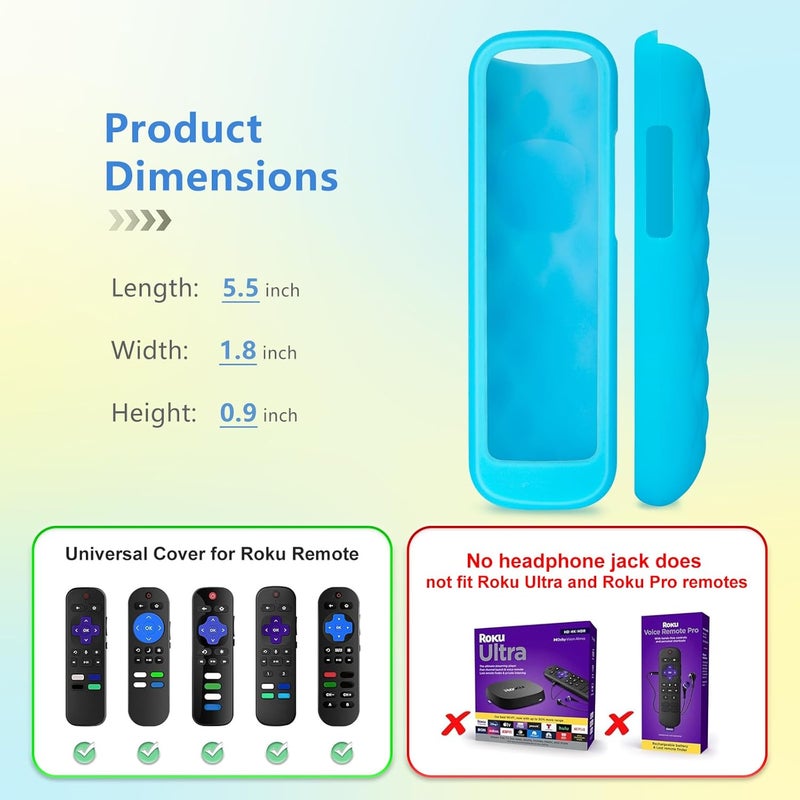 ENJOYLink for Roku Remote Cover,Compatible with All Roku TV Remote Glow in The Dark Silicone Protective Case Yellow and Blue 2-Pack - Image 3
